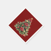 Beautiful Pine Tree Red Christmas Serviette (Ecke)