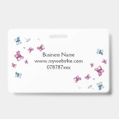 Beautiful Pink and Blue Butterfly Name Tag Ausweis (Rückseite)