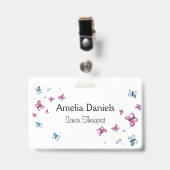 Beautiful Pink and Blue Butterfly Name Tag Ausweis (Vorderseite mit Clip)
