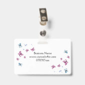 Beautiful Pink and Blue Butterfly Name Tag Ausweis (Rückseite mit Clip)