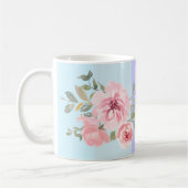 Beautiful Pink Blue Strip Floral Monogram Name Kaffeetasse (Links)