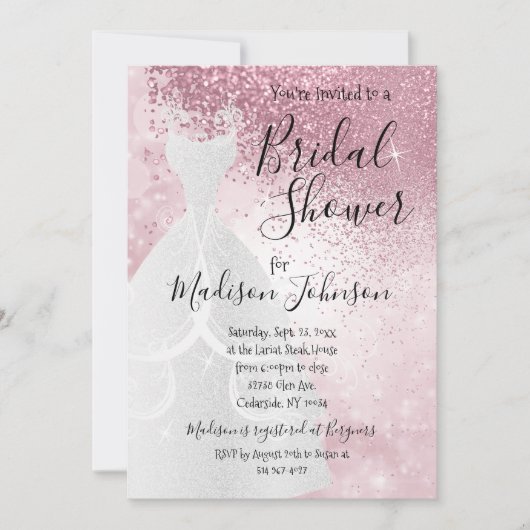 Beautiful Pink Bokeh Brautparty - Einladung (Vorderseite)