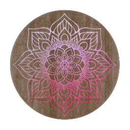 Beautiful Pink Brown Boho Mandala Schneidebrett