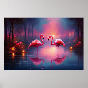 Beautiful Pink Flamingo Bird Poster