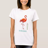 Beautiful Pink Flamingo Bird & Reed Pflanze T - Sh T-Shirt (Vorderseite)