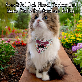 Beautiful Pink Floral Custom Cat Name Foto