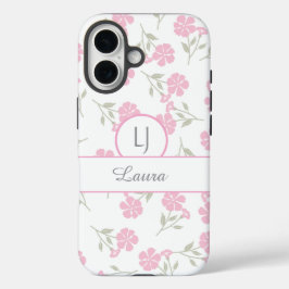 Beautiful Pink Floral Personalized iPhone 16 Hülle