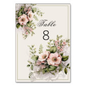 Beautiful Pink Flowers Greenery Vines Tischnummer (Rückseite)
