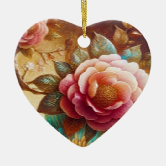 Beautiful Pink Flowers on a Valentines Day Tree Keramik Ornament (Vorne)