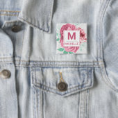 Beautiful Pink Garden Rose Monogram Button (Beispiel)