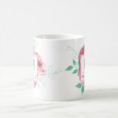 Beautiful Pink Garden Rose Monogram Kaffeetasse (Mittel)