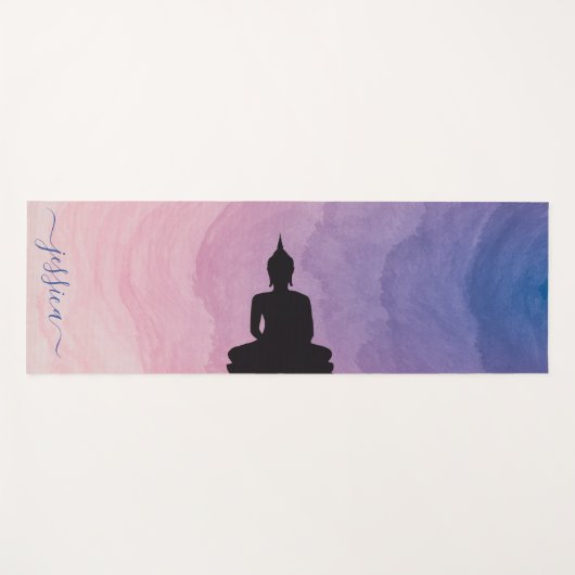 Beautiful Pink Lila Ombre Buddha Custom Yogamatte (Vorderseite (Horizontal))