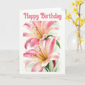 Beautiful Pink Lilies Birthday Karte (Gelbe Blume)