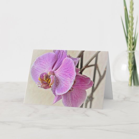 Beautiful Pink Orchid Blume Art Note Card Karte (Vorderseite)