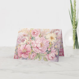 Beautiful pink peonies folded greeting card karte