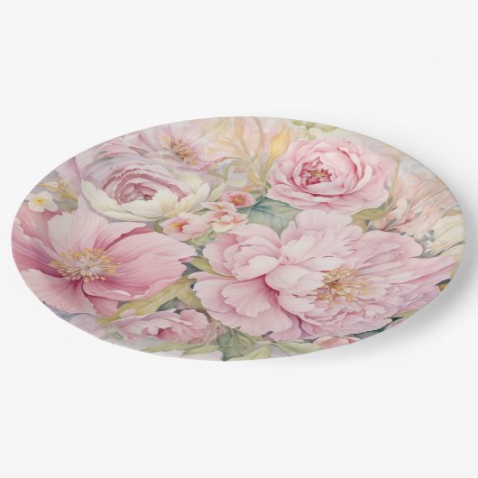 Beautiful pink peonies pappteller (Schrägansicht)