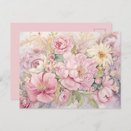 Beautiful pink peonies postkarte (Vorne/Hinten)