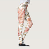 Beautiful  Pink Roses ,Gold , Luxury elegant Leggings (Rechts)