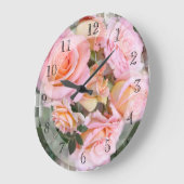 Beautiful Pink Roses Große Wanduhr (Winkel)