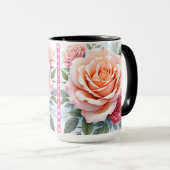 Beautiful Pink Roses Luxury Modern Collection Tasse (VorderseiteRechts)