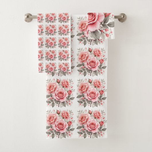 Beautiful Pink Roses Luxury Popular Collection Badhandtuch Set (Insitu)
