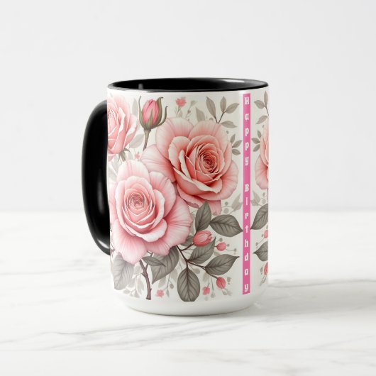 Beautiful Pink Roses Luxury Popular Collection Tasse (Vorderseite Links)