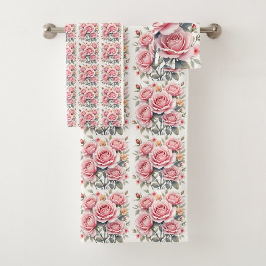 Beautiful Pink Roses Luxury Trendy Collection Badhandtuch Set (Insitu)