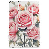 Beautiful Pink Roses Luxury Trendy Collection Mittlere Geschenktüte (Rückseite)