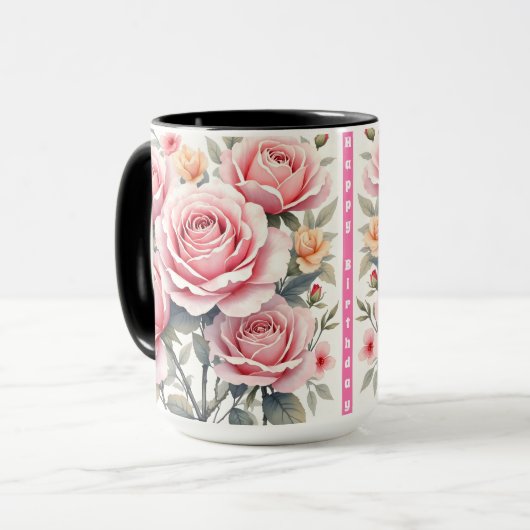 Beautiful Pink Roses Luxury Trendy Collection Tasse (Vorderseite Links)
