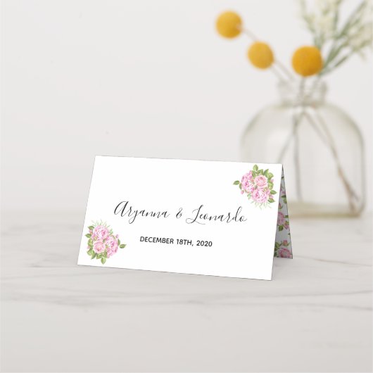 Beautiful Pink Roses Ordner Platzkarten (Rückseite)