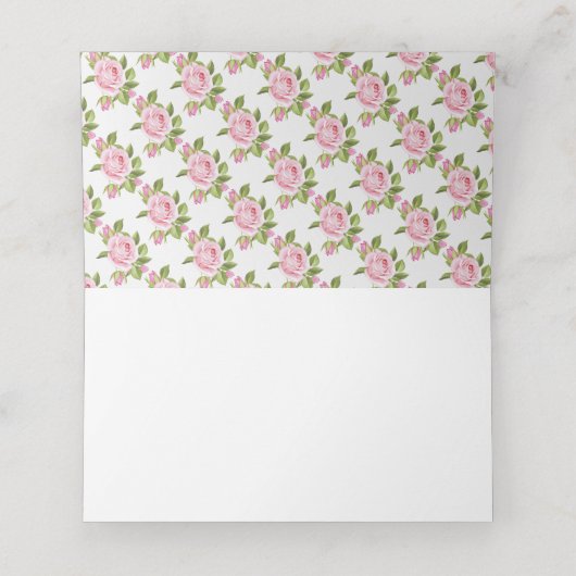Beautiful Pink Roses Ordner Platzkarten (Innenseite Aufgefaltet)