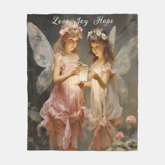 Beautiful Pink Victorian Fairies Love Joy Hope Fleecedecke (Vorderseite)