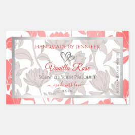 Beautiful Pink White Floral Muster Produktkennzeic Rechteckiger Aufkleber