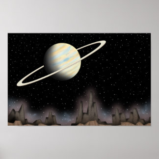 Beautiful planet standing in outer space. poster