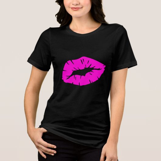 Beautiful Playful Pink Lipstick Kiss Isolated Tri-Blend Shirt (Vorderseite)