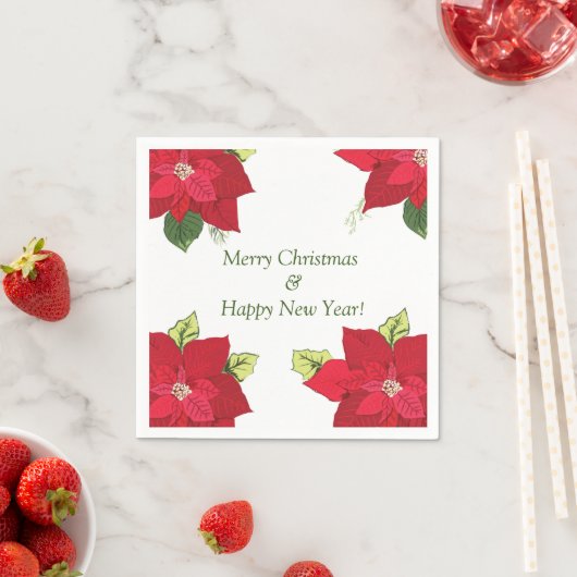 Beautiful Poinsettia Blume Custom Christmas Serviette (Beispiel)