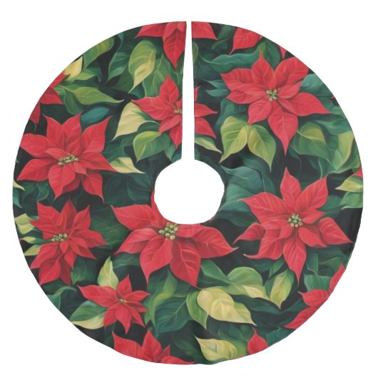 Beautiful Poinsettia Polyester Weihnachtsbaumdecke (Vorderseite)