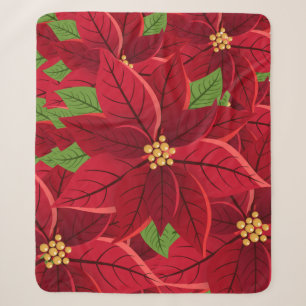 Beautiful Poinsettia Sherpa Blanket Sherpadecke