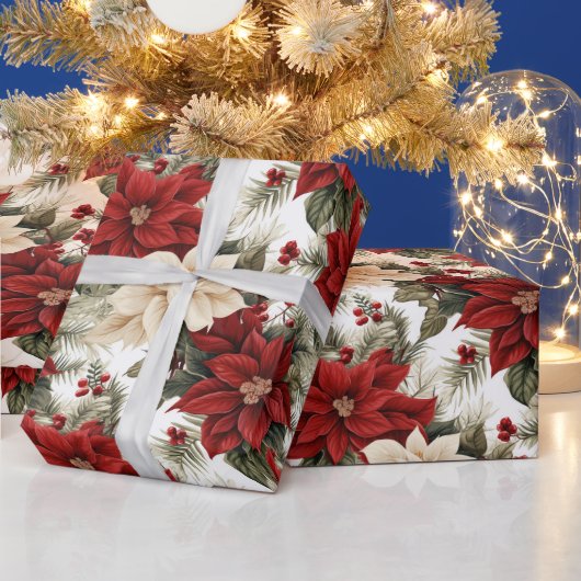 Beautiful Poinsettia Weihnachten Geschenkpapier (Feiertage)