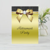 Beautiful Posh Gold & Black Jewel Retirement Einladung (Stehend Vorderseite)