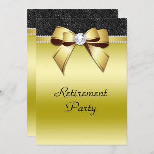 Beautiful Posh Gold & Black Jewel Retirement Einladung