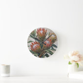 Beautiful Protea Blume aus Südafrika Runde Wanduhr (Zuhause)