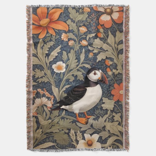 Beautiful Puffin William Morris Inspiriert Decke (Vorderseite Vertikal)