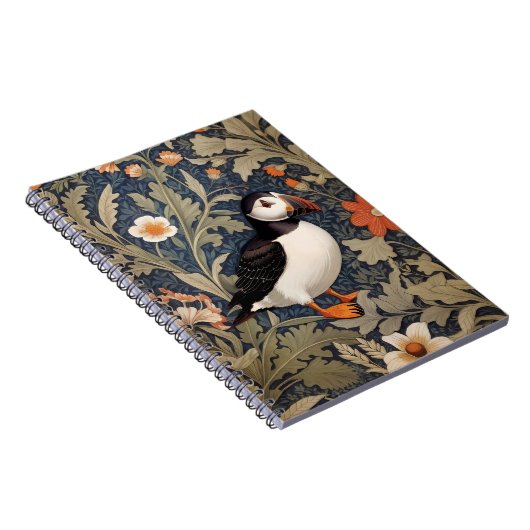 Beautiful Puffin William Morris Inspiriert Notizblock (Rechte Seite)