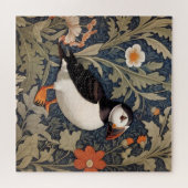 Beautiful Puffin William Morris Inspiriert Puzzle (Horizontal)