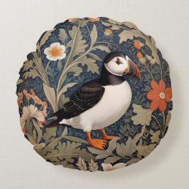 Beautiful Puffin William Morris Inspiriert Rundes Kissen