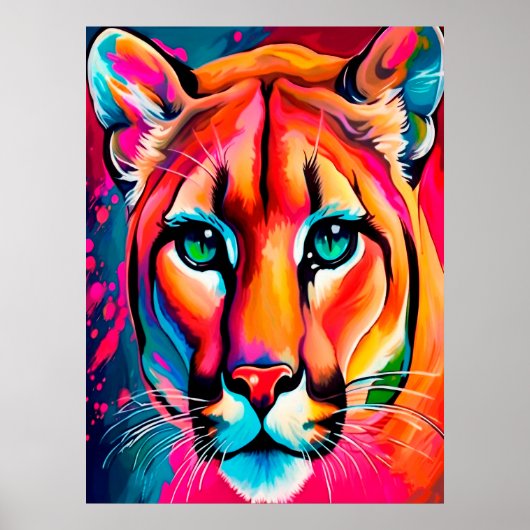 Beautiful Puma Portrait colorful Poster (Vorne)