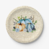 Beautiful Pumpkin Blue Erntedank Watercolor Pappteller (Vorderseite)