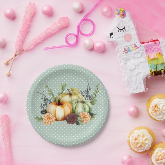 Beautiful Pumpkin Fall Erntedank Wasserfarbe Pappteller (Party)