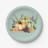 Beautiful Pumpkin Fall Erntedank Wasserfarbe Pappteller (Vorderseite)